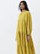 Utsa Yellow Bandhani Print Fit-and-Flare Tiered Dress