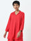 Utsa Dark Coral Solid A-Line Kurti