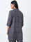 Diza Indigo Leaf Printed High-Low Tunic