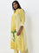 Diza Yellow Floral Printed A-Line Cotton Kurta