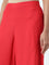 Utsa Dark Coral Solid High-Rise Palazzos