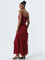 Wardrobe Red Ruffle Detailed A-Line Dress