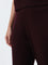 Wunderlove Burgundy Ribbed High-Rise Pants