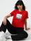 Studiofit Red Printed Cotton T-Shirt