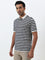 WES Casuals Navy Striped Slim-Fit Polo T-Shirt