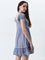 Bombay Paisley Blue Checks Printed A-Line Cotton Dress