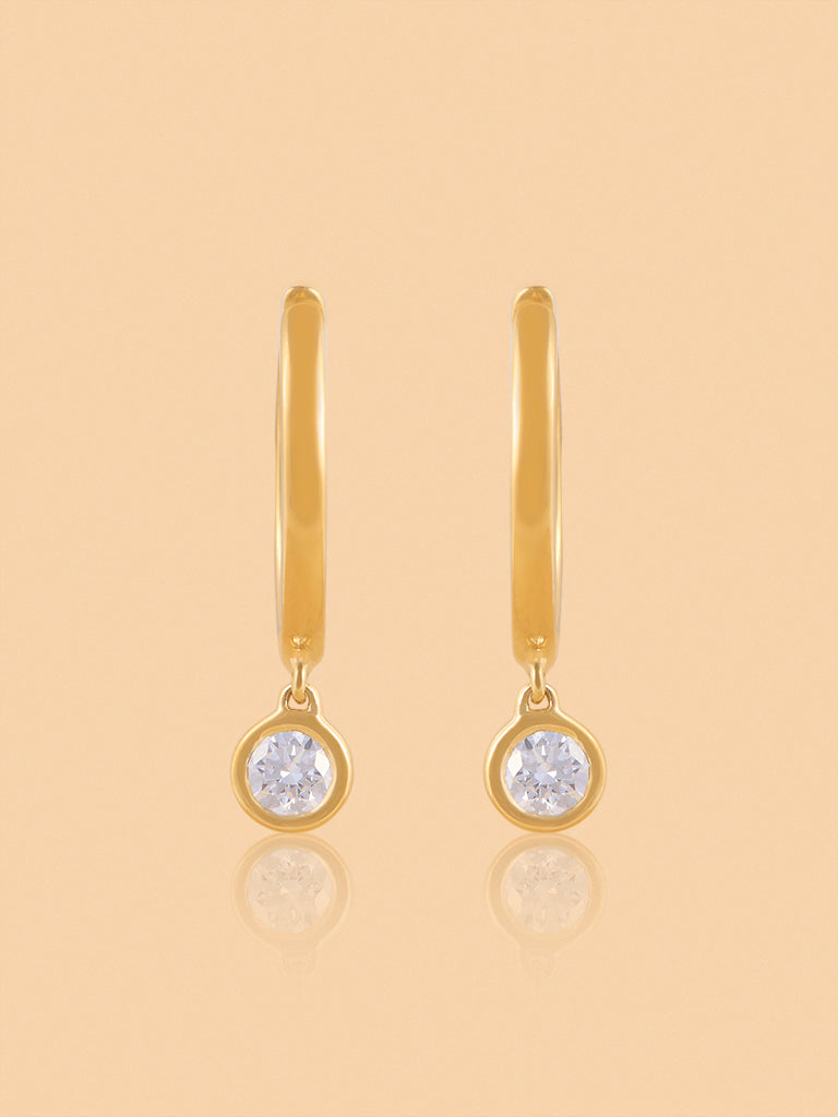 Classic Dangling Hoop Earrings with Lab Diamond