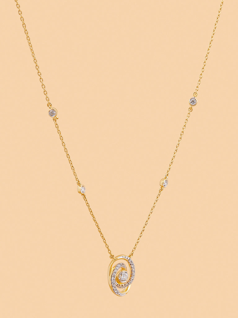 Dual Spiral Lab Diamond Pendant Necklace