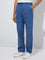 Ascot Blue Relaxed-Fit Mid-Rise Cotton-Blend Chinos