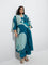 Diza Teal Abstract Patterned A-Line Kurta