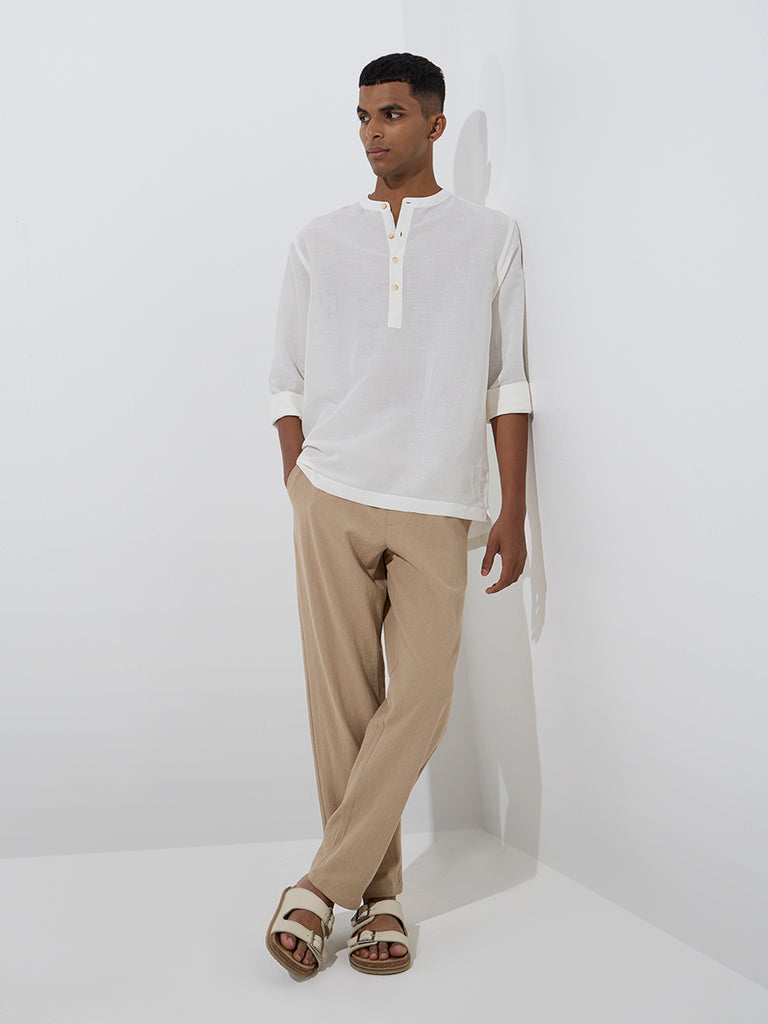 ETA Off-White Solid Relaxed-Fit Shirt