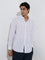 Ascot White Stripe Printed Relaxed-Fit Linen Shirt