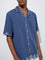 ETA Blue Embroidered Relaxed-Fit Cotton Shirt
