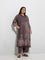 Diza Dark Brown Foliage Detailed A-Line Kurta