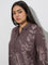 Diza Dark Brown Foliage Detailed A-Line Kurta