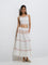 Bombay Paisley White Embroidered Cotton Tiered Skirt