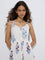 Bombay Paisley White Floral Pattern Cotton Tiered Dress