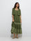 Bombay Paisley Olive Floral Cotton Tiered Dress with Jacket