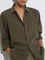 ETA Olive Crinkle Textured Relaxed-Fit Cotton Shirt