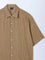 Ascot Light Brown Printed Relaxed Fit Linen Blend Shirt