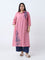 Diza Dusty Pink Leaf Design A-Line Kurta