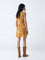 Bombay Paisley Mustard Floral Design Wrap-Style Dress