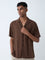ETA Brown Crinkle-Textured Relaxed-Fit Cotton Shirt