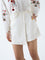 Bombay Paisley Off-White Floral Embroidered Cotton Skorts