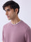ETA Dusty Pink Woven-Textured Relaxed-Fit Cotton T-Shirt