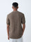 ETA Brown Knit-Textured Relaxed-Fit Cotton Polo T-Shirt