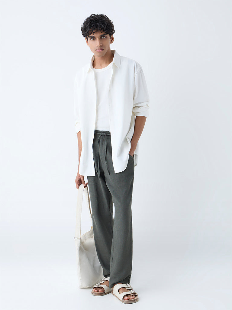 ETA Olive Relaxed-Fit Mid-Rise Cotton-Blend Chinos