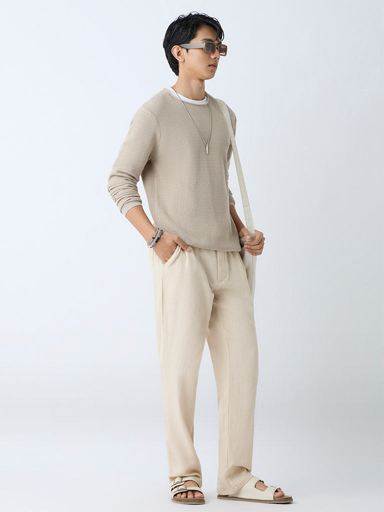 ETA Beige Relaxed-Fit Mid-Rise Cotton-Blend Chinos