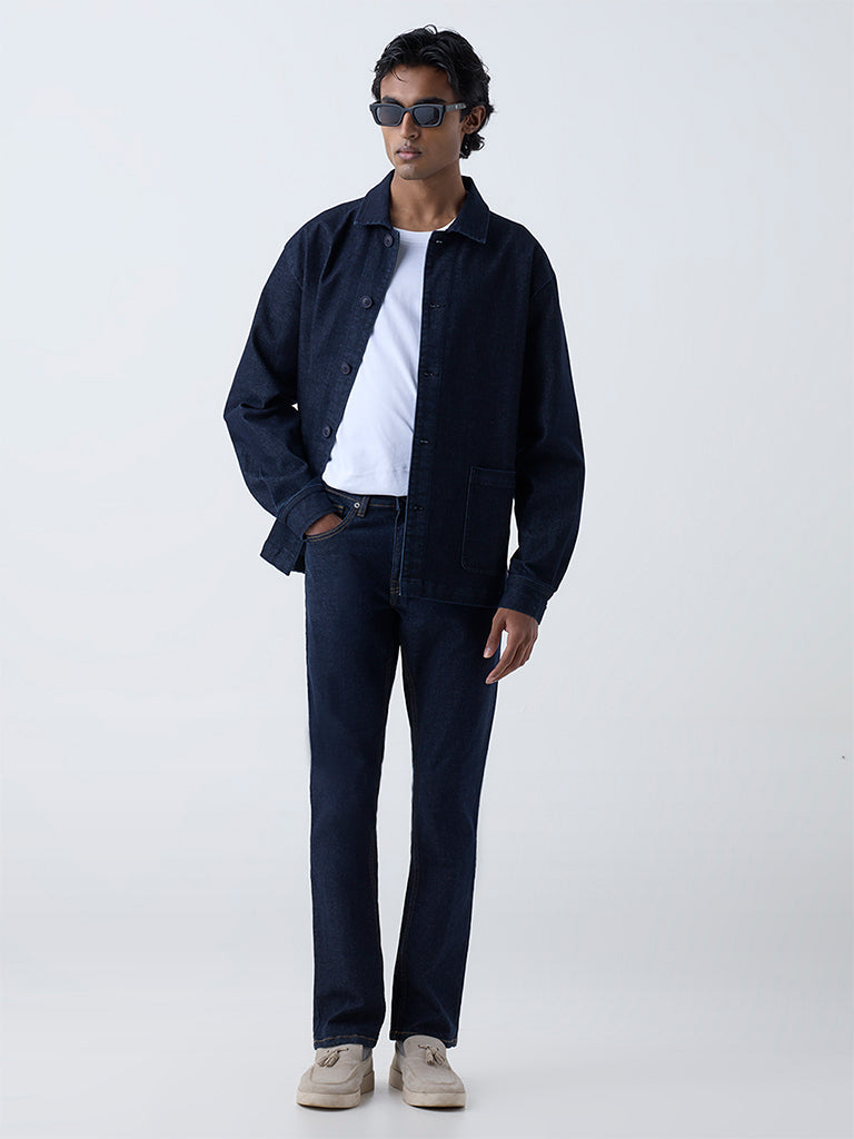 Ascot Navy Relaxed-Fit Denim Shacket