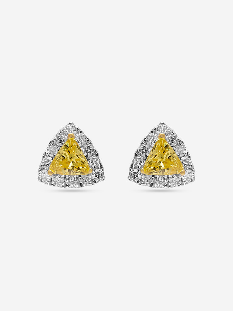 Westside X Pome Yellow Trillion Lab Diamond Halo Stud Earrings