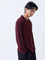 ETA Maroon Knitted Relaxed-Fit Cotton-Blend Sweater