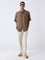 ETA Brown Solid Relaxed-Fit Cotton-Blend Shirt