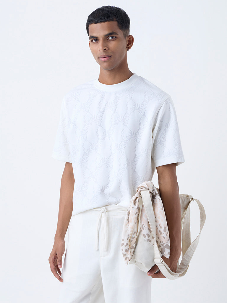 ETA White Botanical Design Relaxed-Fit T-Shirt