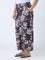 Diza Dark Brown Floral Detailed Ethnic Pants