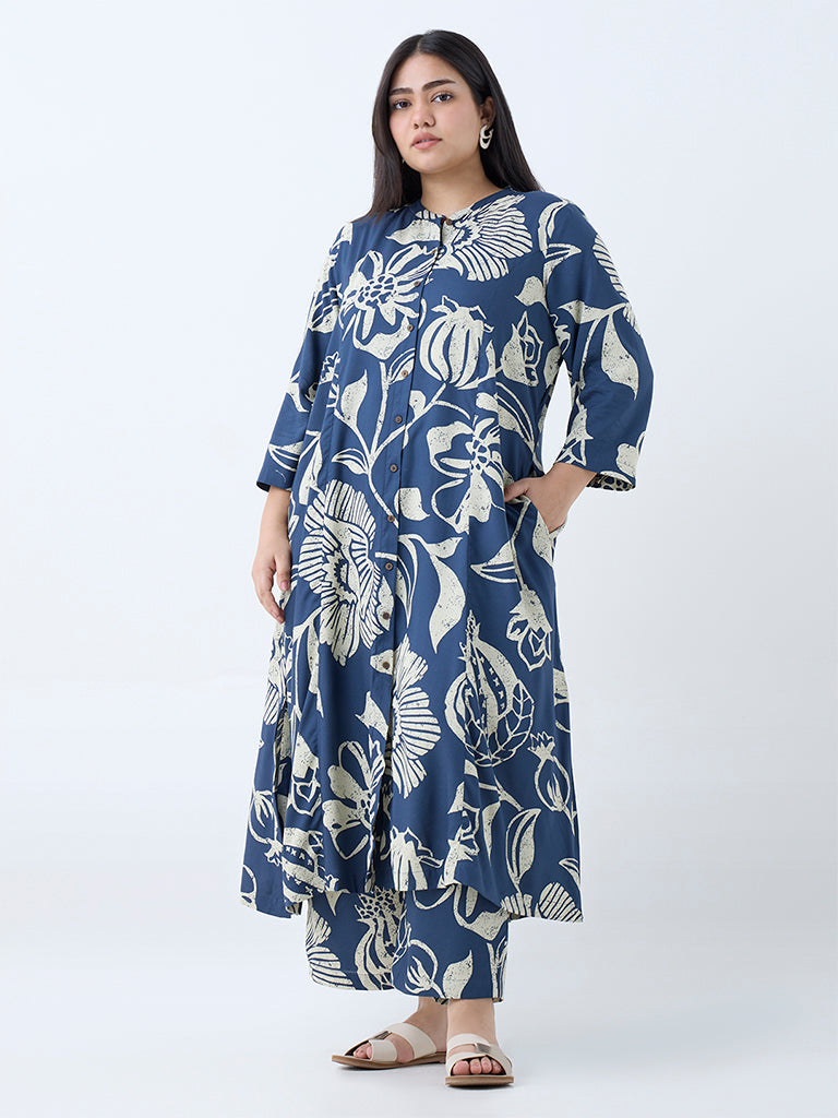 Diza Indigo Botanical Design Ethnic Pants