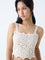 Bombay Paisley Off-White Crochet-Knitted Cotton Top
