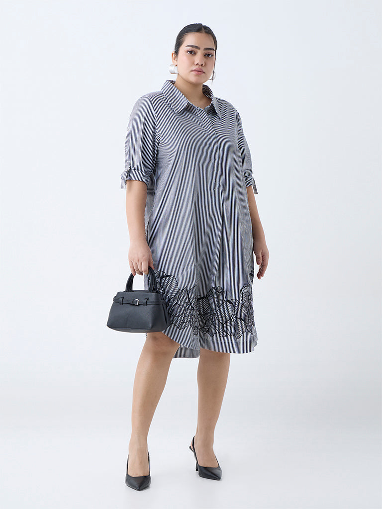 Gia Black Striped Cotton Tunic Dress