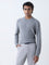 Ascot Grey Knit-Textured Relaxed-Fit Cotton-Blend Sweater