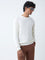 Ascot Off-White Knit-Textured Relaxed-Fit Cotton Sweater