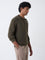 Ascot Olive Knit-Textured Relaxed-Fit Cotton Polo Sweater