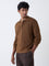 Ascot Tan Knit-Textured Relaxed-Fit Cotton Polo Sweater