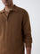 Ascot Tan Knit-Textured Relaxed-Fit Cotton Polo Sweater