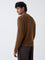 Ascot Tan Knit-Textured Relaxed-Fit Cotton Polo Sweater