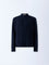 Ascot Navy Ribbed-Textured Relaxed-Fit Quarter-Zip Sweater