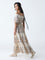 Bombay Paisley Off-White Foliage Cotton Off-Shoulder Dress