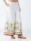 Bombay Paisley White Foliage Print Cotton-Blend Palazzos